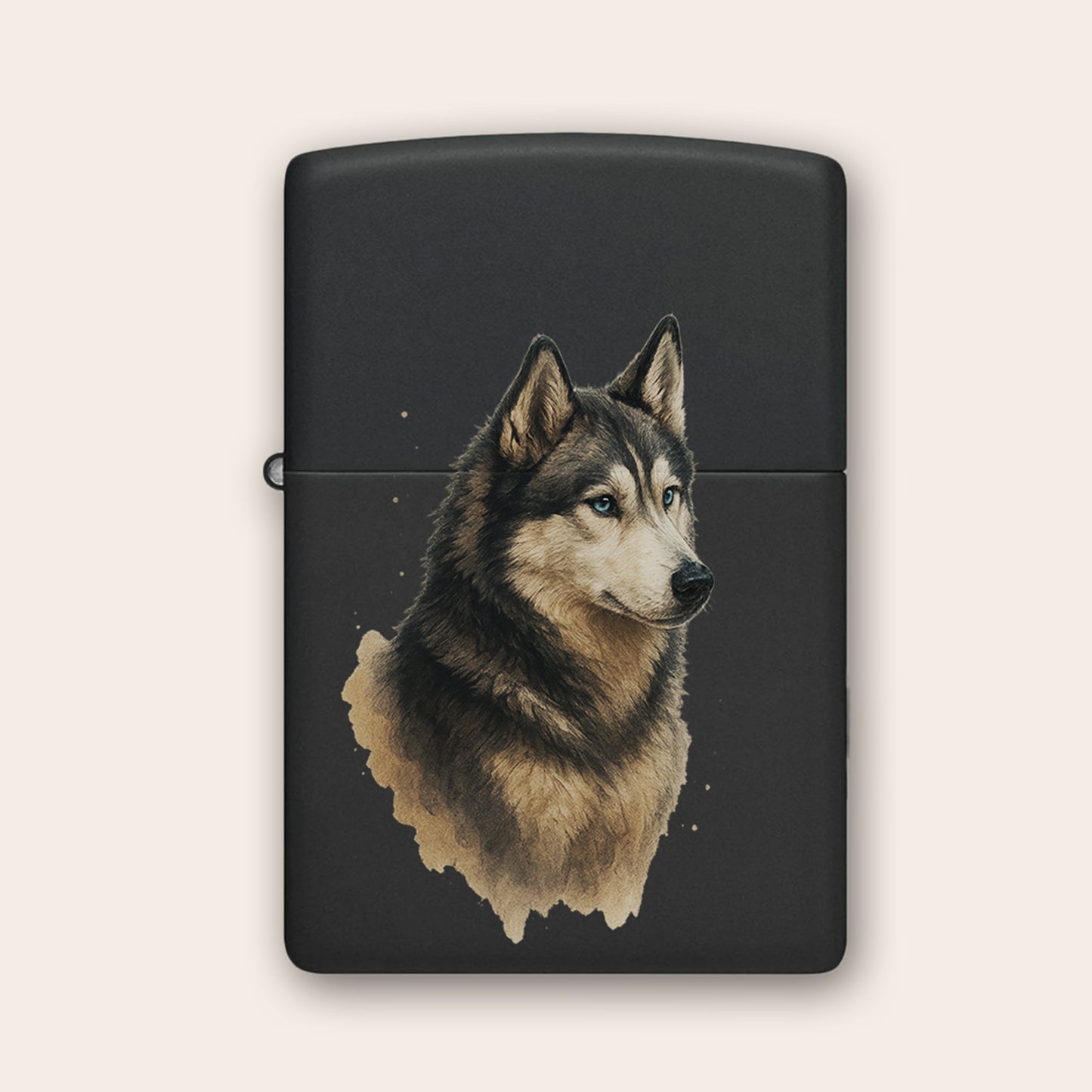 Zippo Feuerzeug schwarz matt mit Husky Motiv – veredelt in Deutschland von Dein Printwerk