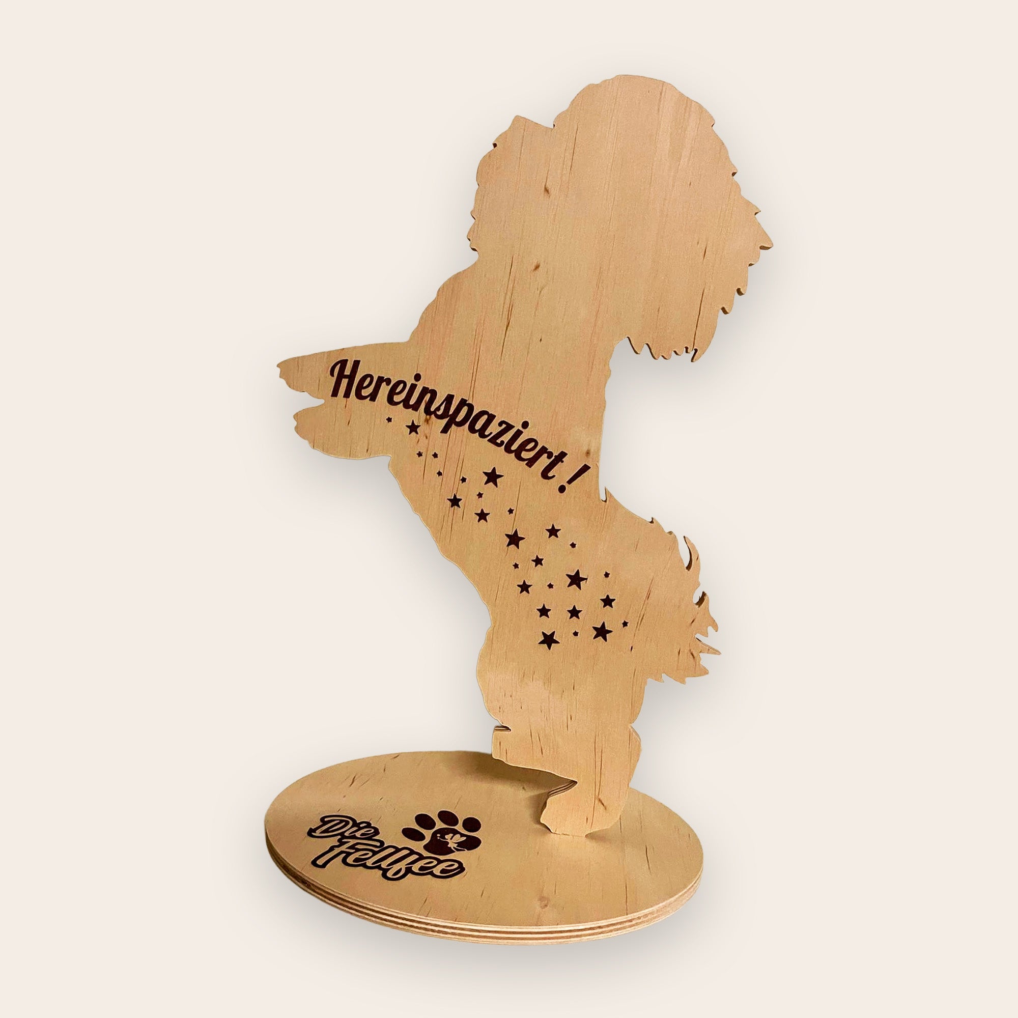 Dein Printwerk – Lasergravur Hundeaufsteller Bichon-frise aus Holz – Referenz