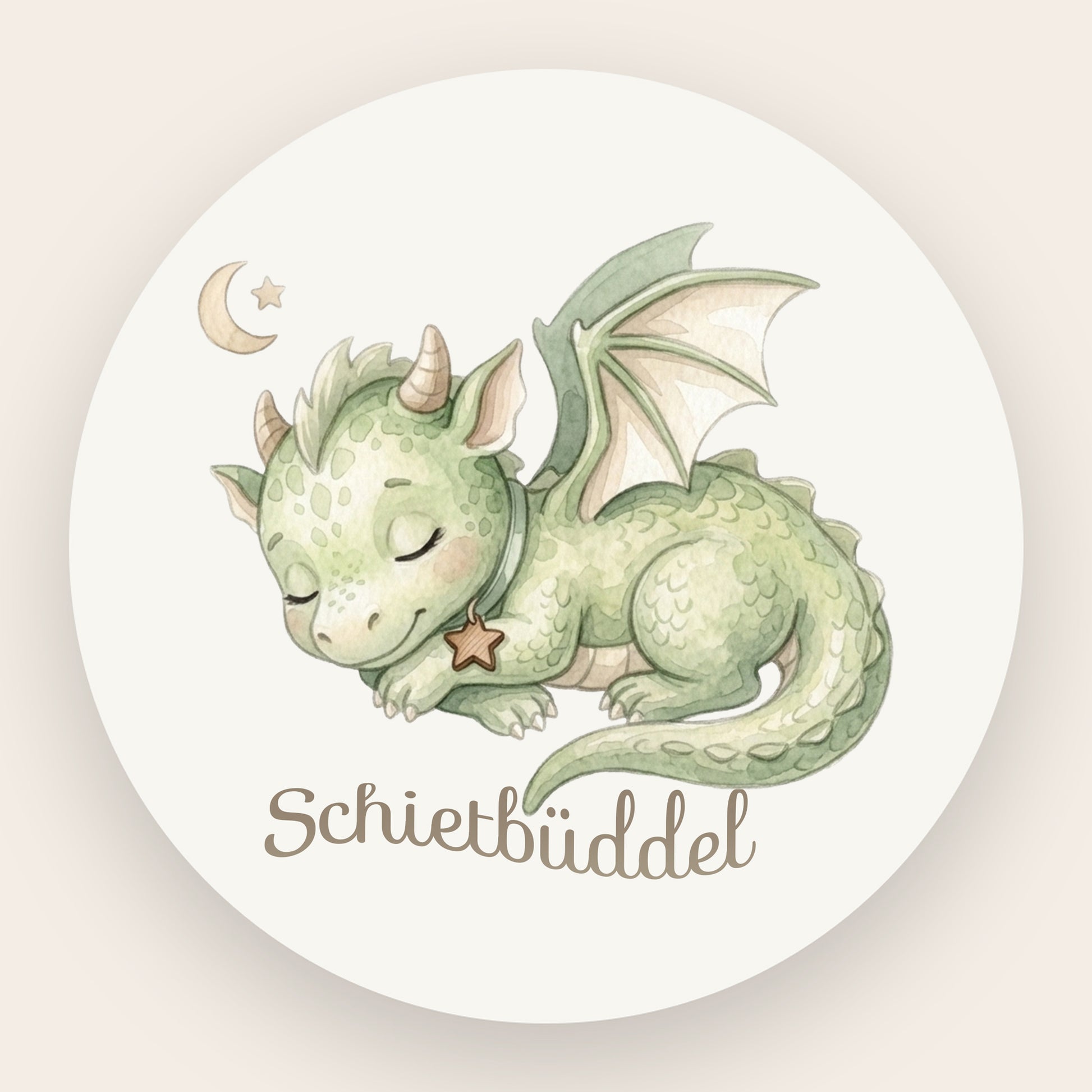 Detailansicht Design schlafender Drache mit Schriftzug Schietbüddel