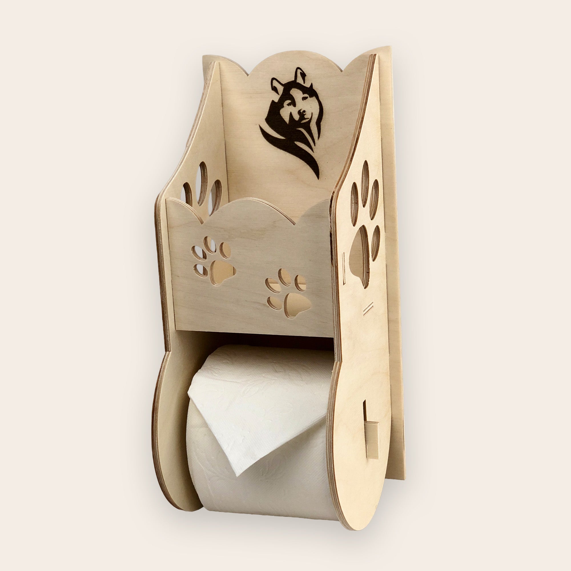 Dein Printwerk – Lasergravur Klopapierhalter aus Holz mit Hundemotiv – Referenz